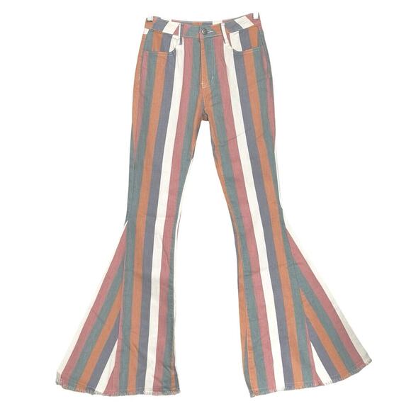 NWOT Wisteria Lane Womens Multi-Color Striped Super Flare Bell-Bottom Jean S - Picture 6 of 14